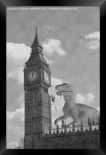 Dinosaur attacks UK Framed Print by Richard Wareham