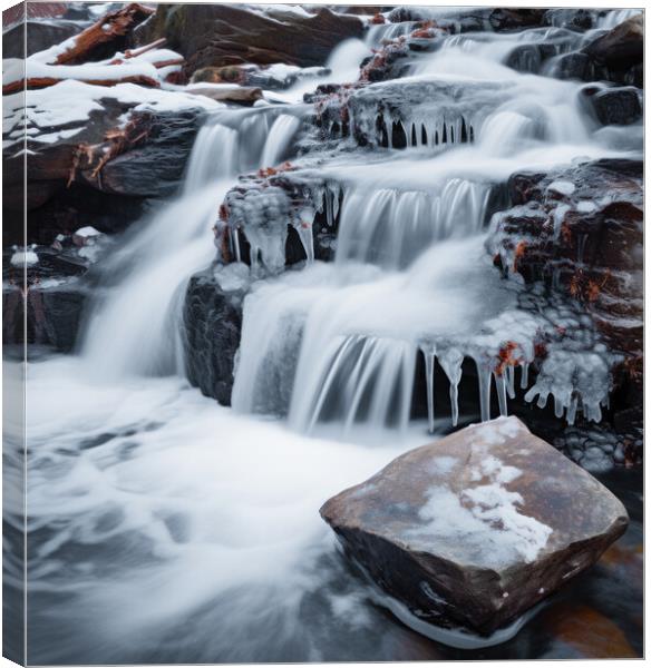 Icy Waterfall Canvas Print by Fraser Hetherington