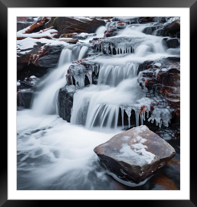 Icy Waterfall Framed Mounted Print by Fraser Hetherington