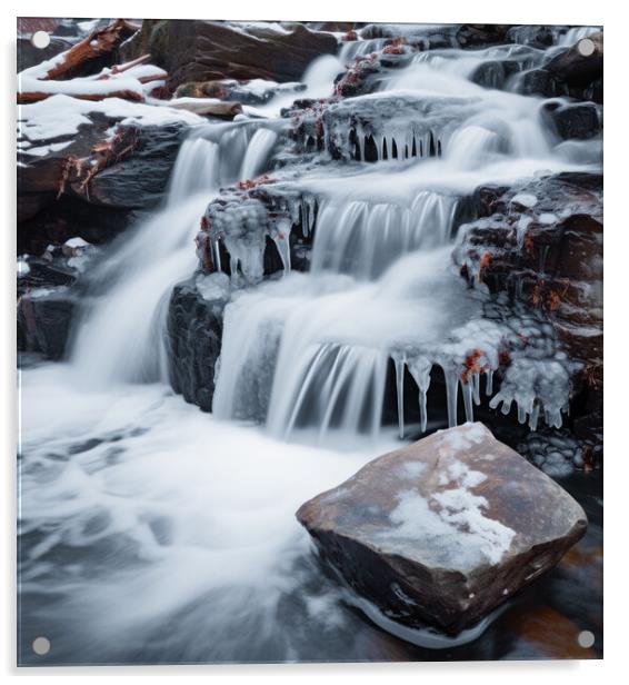 Icy Waterfall Acrylic by Fraser Hetherington