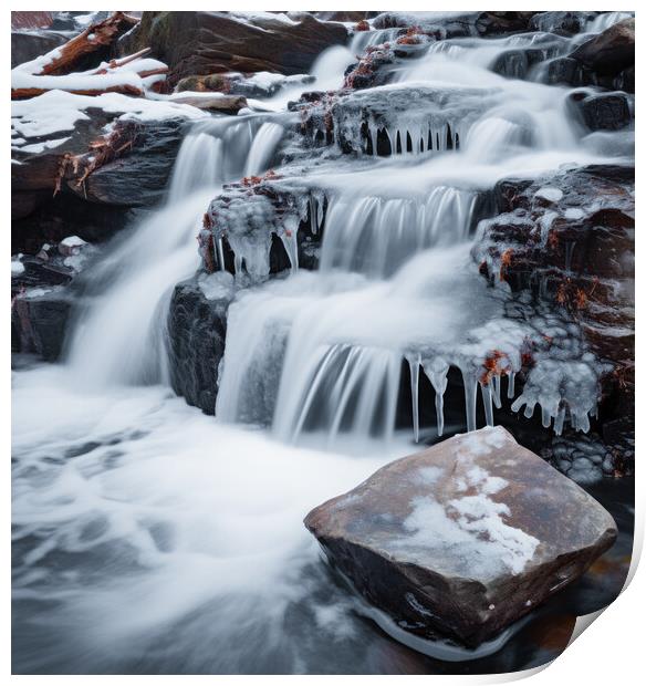 Icy Waterfall Print by Fraser Hetherington