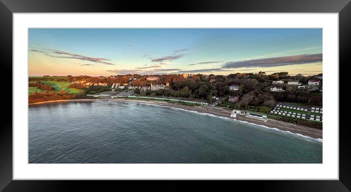 A panorama of Langland Bay Framed Mounted Print by Leighton Collins