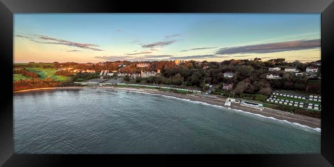 A panorama of Langland Bay Framed Print by Leighton Collins