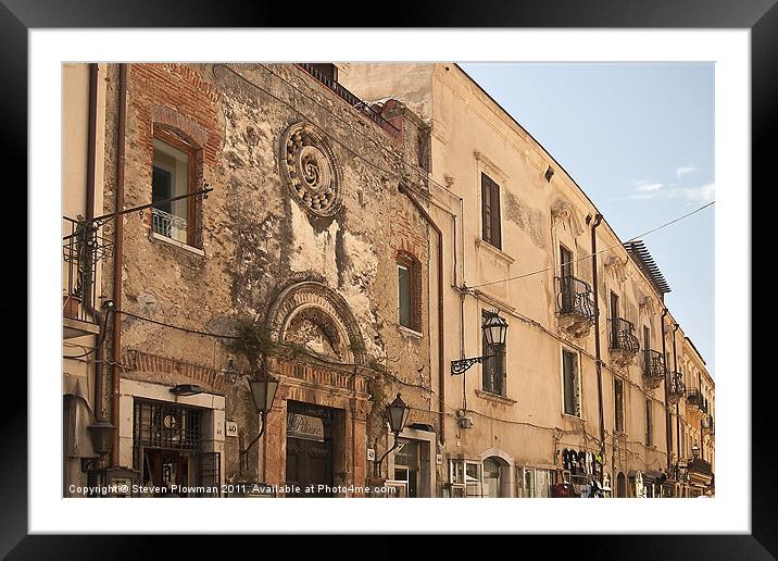 Taormina architecture Framed Mounted Print by Steven Plowman
