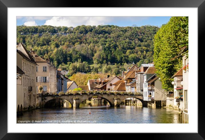 River Loue Ornans Bridge France Framed Mounted Print by Pearl Bucknall
