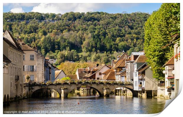 River Loue Ornans Bridge France Print by Pearl Bucknall