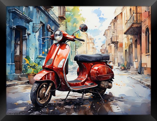 Red  Scooter Framed Print by Beryl Curran