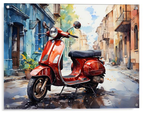 Red  Scooter Acrylic by Beryl Curran