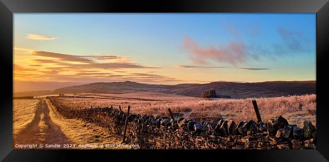 Winter Sunset Over Upper Teesdale, County Durham Framed Print by Sandie 