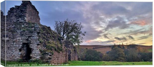 Sunsets over Pendragon Castle, Kirkby Stephen Cumb Canvas Print by Sandie 