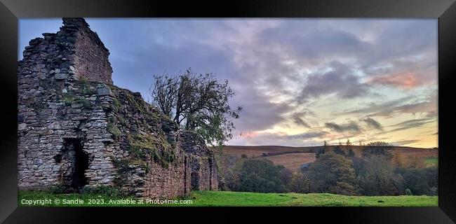 Sunsets over Pendragon Castle, Kirkby Stephen Cumb Framed Print by Sandie 