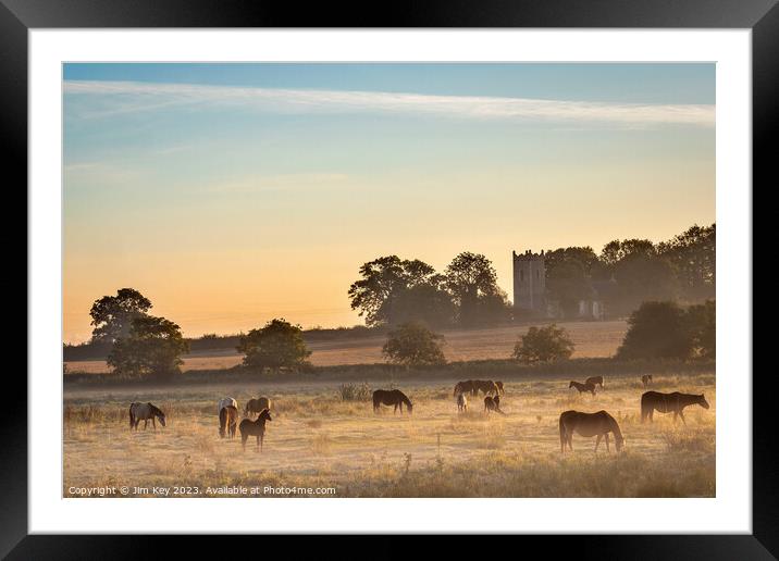 Misty Sunrise Thurne Dyke Norfolk Broads  Framed Mounted Print by Jim Key