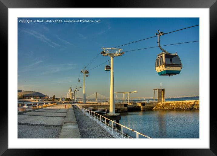 Lisbon Cable Car, Telecabine Lisboa  Framed Mounted Print by Navin Mistry