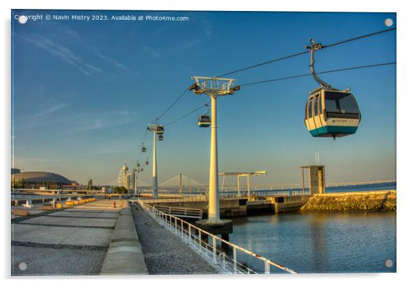 Lisbon Cable Car, Telecabine Lisboa  Acrylic by Navin Mistry