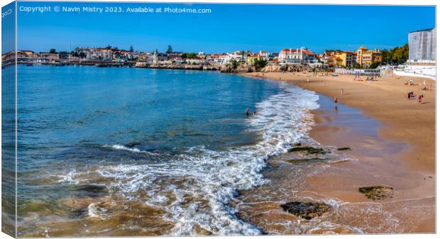 A view of Cascais beach, near Lisbon, Portugal Canvas Print by Navin Mistry