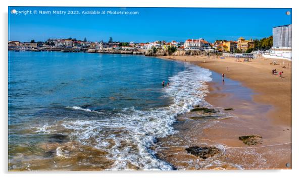 A view of Cascais beach, near Lisbon, Portugal Acrylic by Navin Mistry