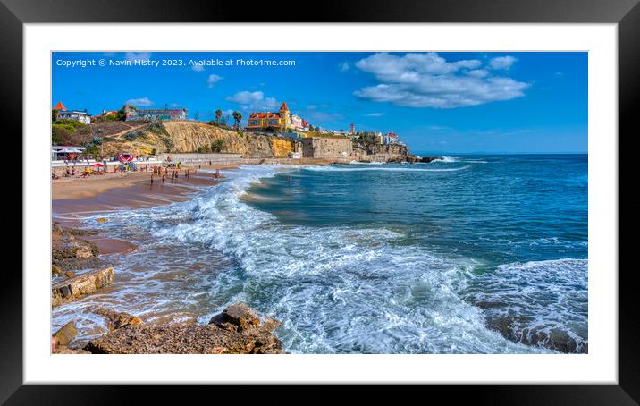 Praia da Poça, Near Lisbon, Portugal Framed Mounted Print by Navin Mistry