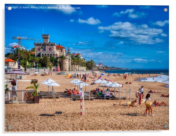 Tamariz Beach, Estoril, Portugal  Acrylic by Navin Mistry