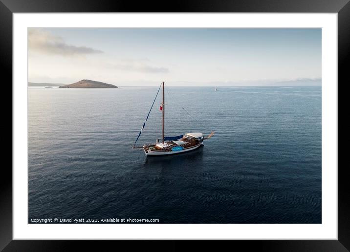 Aegean Sea Pleasure Boat Framed Mounted Print by David Pyatt