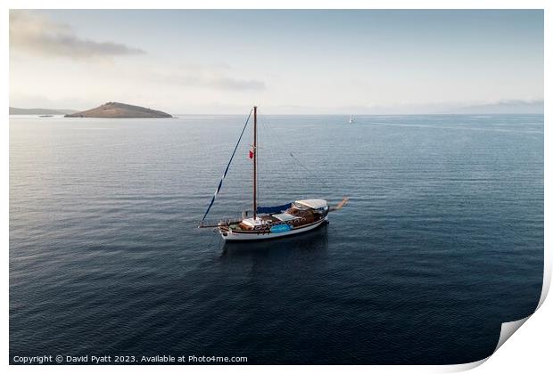 Aegean Sea Pleasure Boat Print by David Pyatt
