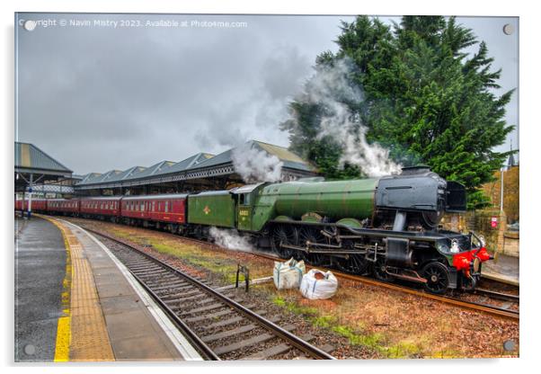 The Flying Scotsman at Perth Scotland Acrylic by Navin Mistry