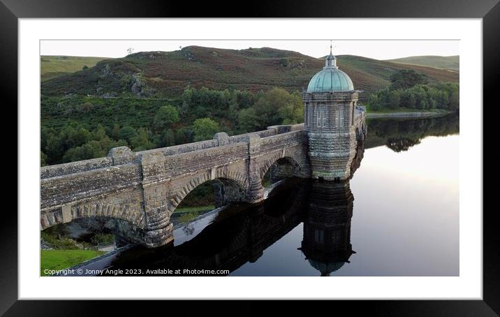 Craig Goch Dam relection in cool water   Framed Mounted Print by Jonny Angle