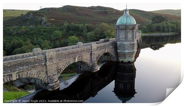 Craig Goch Dam relection in cool water   Print by Jonny Angle