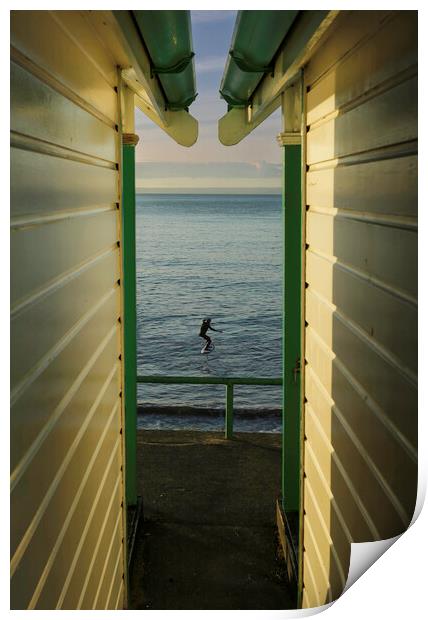 Foil surfing at Langland Bay Print by Leighton Collins