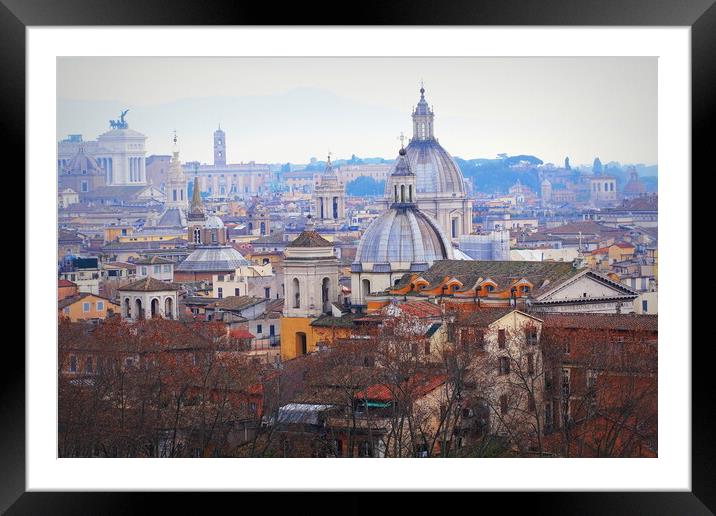 Panorama of the old town from the roof of the castle, Rome, Italy Framed Mounted Print by Virginija Vaidakaviciene