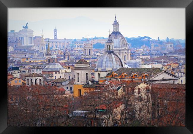 Panorama of the old town from the roof of the castle, Rome, Italy Framed Print by Virginija Vaidakaviciene