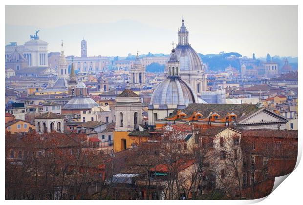 Panorama of the old town from the roof of the castle, Rome, Italy Print by Virginija Vaidakaviciene