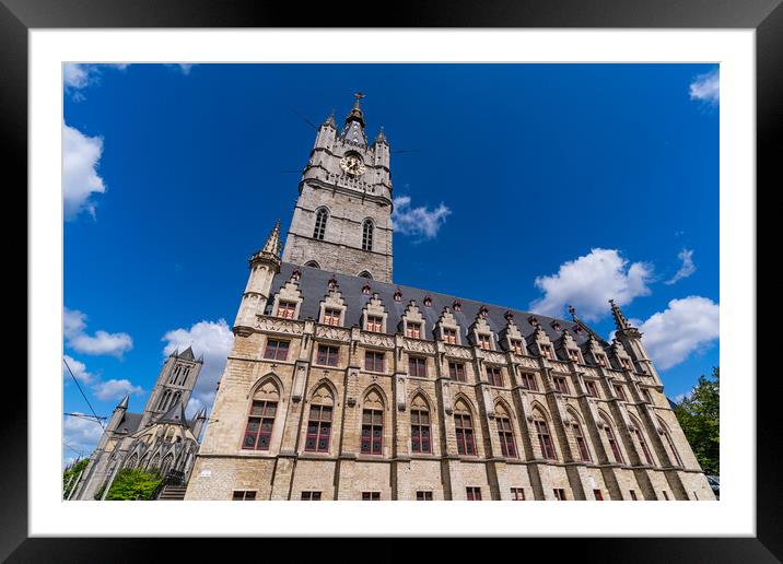 Belfry of Ghent, a medieval tower in Ghent, Belgium Framed Mounted Print by Chun Ju Wu