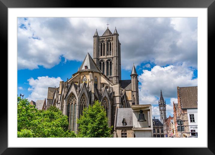 Saint Nicholas Church, a Gothic style church in Ghent, Belgium Framed Mounted Print by Chun Ju Wu