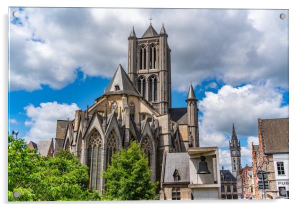 Saint Nicholas Church, a Gothic style church in Ghent, Belgium Acrylic by Chun Ju Wu