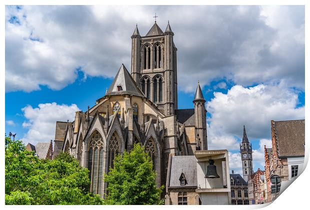 Saint Nicholas Church, a Gothic style church in Ghent, Belgium Print by Chun Ju Wu