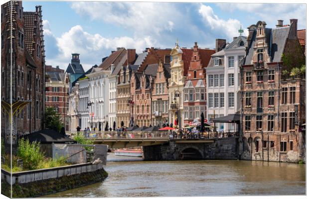The view of river Leie in Ghent, Belgium Canvas Print by Chun Ju Wu