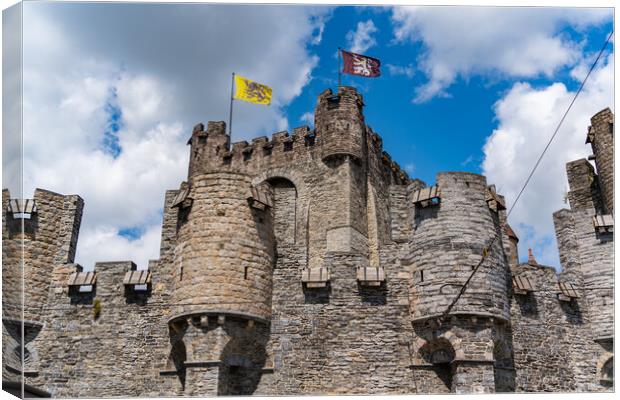 Gravensteen, a medieval castle at Ghent, Belgium Canvas Print by Chun Ju Wu