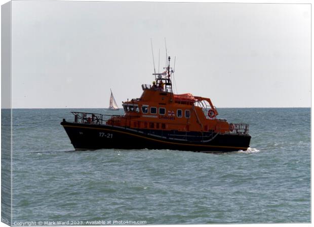 Newhaven Lifeboat on Patrol. Canvas Print by Mark Ward