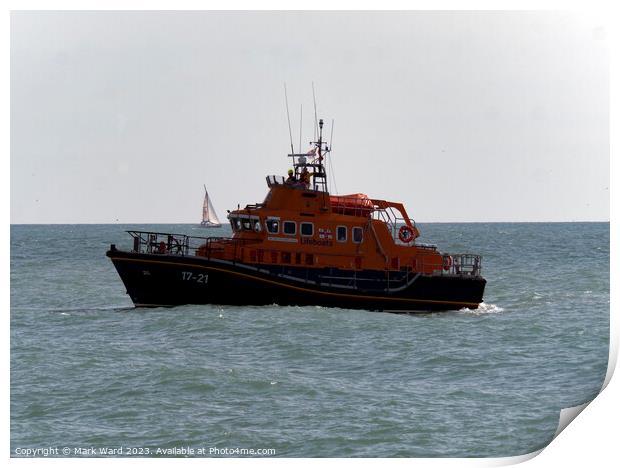 Newhaven Lifeboat on Patrol. Print by Mark Ward