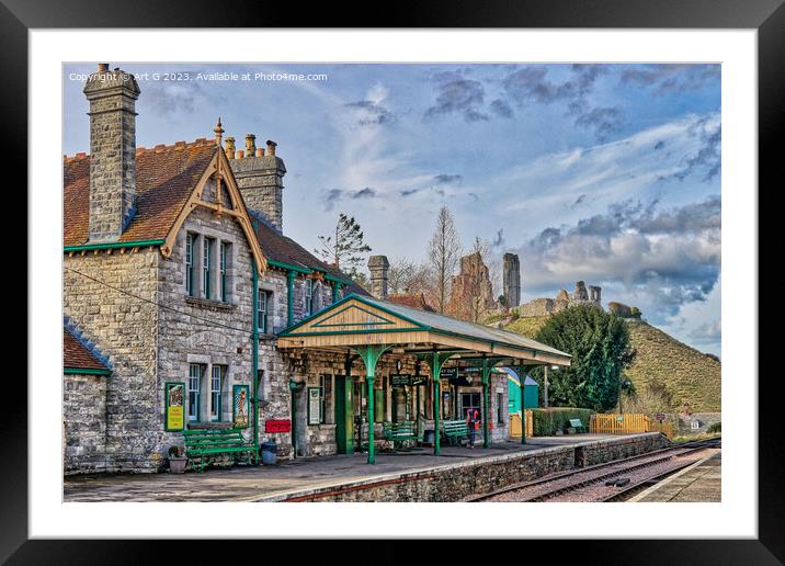 Corfe Castle Railway Station Framed Mounted Print by Art G