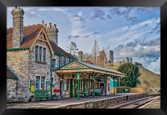 Corfe Castle Railway Station Framed Print by Art G