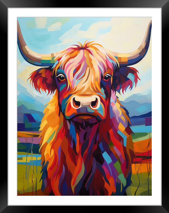 Highland Cow Portrait Framed Mounted Print by Steve Smith