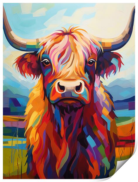 Highland Cow Portrait Print by Steve Smith
