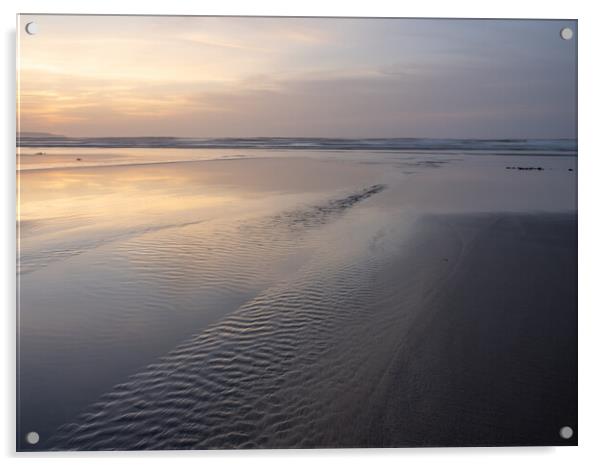 Beautiful Devon beach sunset Acrylic by Tony Twyman