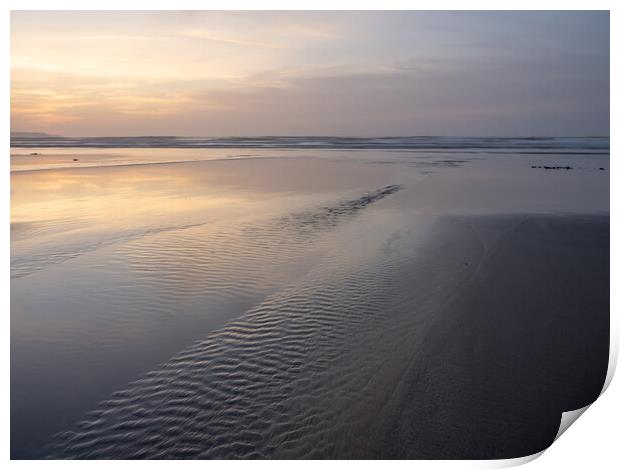 Beautiful Devon beach sunset Print by Tony Twyman
