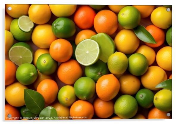 Fruit background, limes and oranges, healthy and d Acrylic by Joaquin Corbalan
