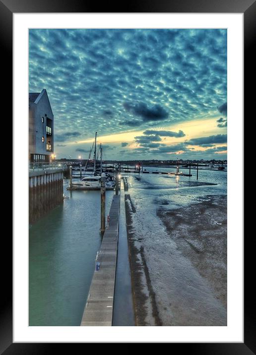 Glorious cloudscape colours over the Brightlingsea Harbour in Essex  Framed Mounted Print by Tony lopez