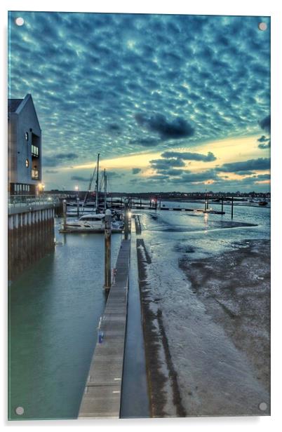 Glorious cloudscape colours over the Brightlingsea Harbour in Essex  Acrylic by Tony lopez