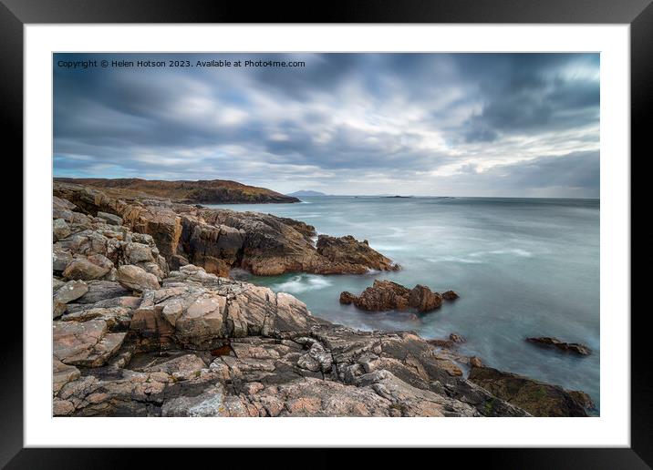 The rocky coastlone at Hushinish  Framed Mounted Print by Helen Hotson