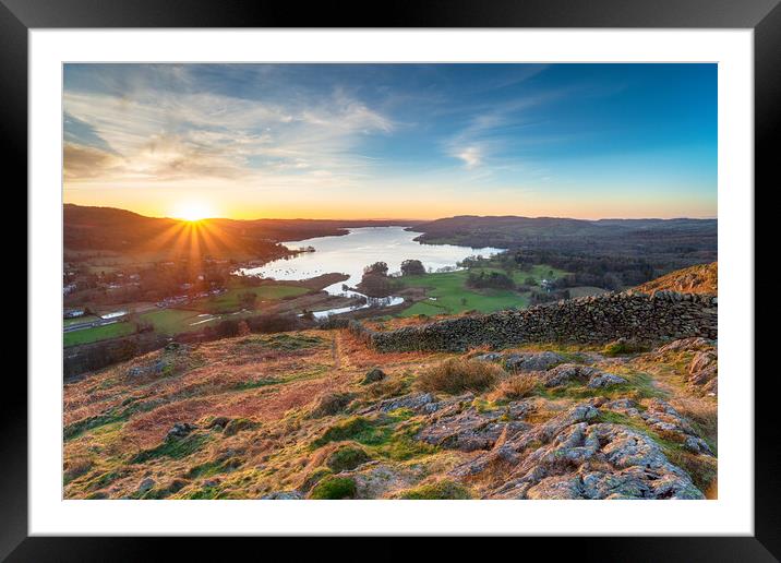Loughrigg Fell in the Lake District Framed Mounted Print by Helen Hotson